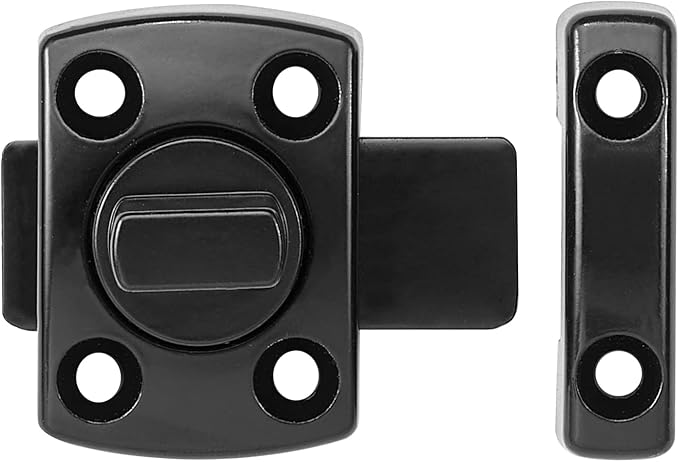 Black Rotate Bolt Gate Latches,Enhanced Security for Doors | Zinc Alloy Cabinet Lock,Pet Door Lock, for Drawer,Storage Box,Locker,Closet,Pet Cage,Wine Cabinet,Protect Privacy