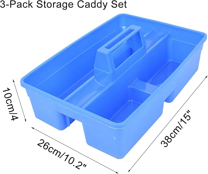 Plastic Storage Tool Tray Tote for Versatile Multiuse Tool Caddy with Attached Portable Handle Organize Carry Tools Farm Veterinary Tool Box Veterinary Medicine box (Plastic Handle Blue Tray)