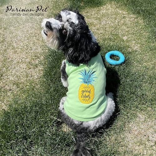 Parisian Pet Dog Shirt – 100% Cotton Shirts for Small Dogs – Tropical Sleeveless Pet Vest – Lightweight and Breathable Dogs Apparel – Cute Dog Clothes - Stretchy T Shirts for Pets
