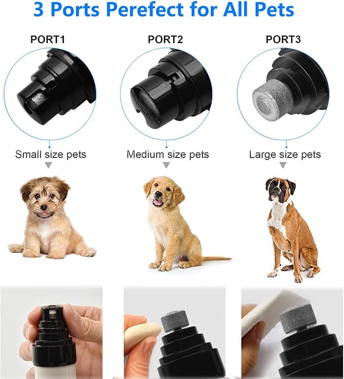 pawyzie Dog Nailgrinder Quiet with 3 Ports, 2 Speeds, Pet Nail Clipper Grinder for Large Medium Small Dogs, Puppies, Cats (Whtie*1)