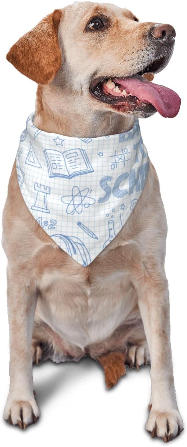 Teacher's Pet Dog Bandana,Funny Bandana Gift,Photo Prop Accessories for Dog Lovers Owner Gift,Triangle Reversible Fall Scarf, Adjustable (Light Blue)