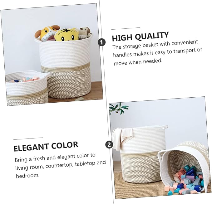 GANAZONO Pet Toy Storage Basket Rope Woven Organizer for Sundries Stylish Home Storage Bin for Toys Clothes and Blankets Versatile and Chic Design for Living Room Bedroom