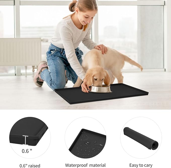 Silicone Dog Food Mat Waterproof Pet Feeding Tray for Small Medium Dogs