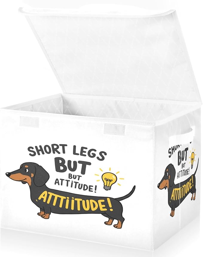 Dog Puppy Storage Bins with Lids Closet Bedroom 40L Fabric Bin | Decorative Storage Boxes, Foldable & Stackable, Dust-Proof Flip Top, Reinforced Handles, For Home & Dorm, Clothes & Toy Box