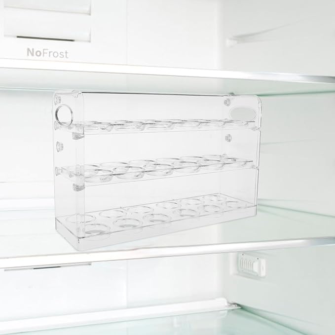 Refrigerator Side Door Egg Storage Box Pet Vertical Organizer Tray | Partition Design, Deepened Widened Grooves, Stable Bottom, Large Capacity, for Kitchens and Egg Placement