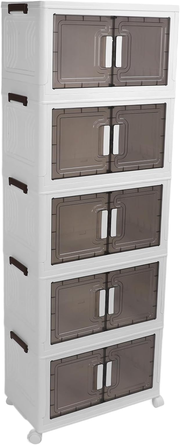 Brrnoo Multi-tier folding storage bin with wheels, 5 layers, 30x30x119 cm