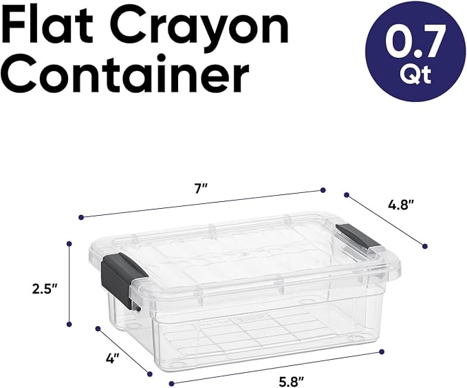 Superio 0.7 Quart Mini Clear Plastic Storage Container with Lid, Stackable Small Organizer Box for Crayons, Art Supplies, Beads, Sewing, Stationery & Food Storage, 5 Pack