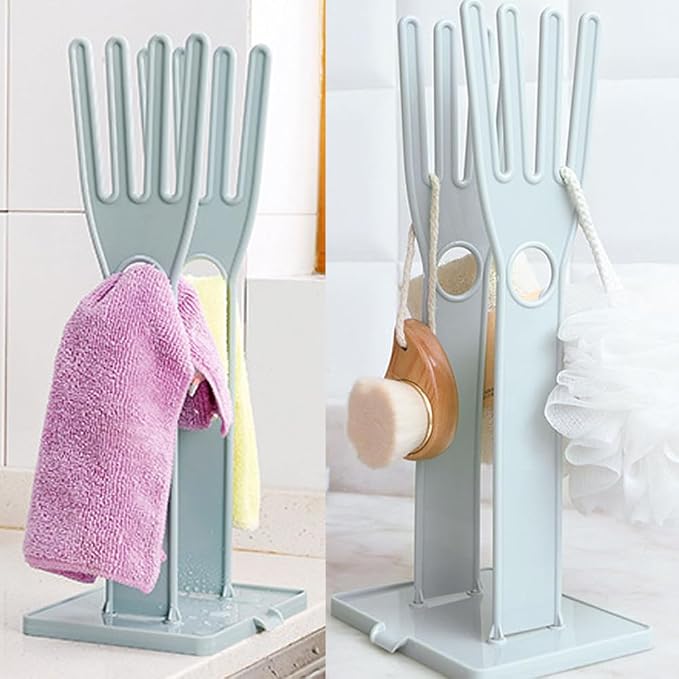 2 Pack Household Gloves Holder Rack Organizer Household Cleaning Glove Drying Rack for Rubber Kitchen Dishwashing Gloves Reusable Pet Grooming Brush with Long Sleeve Waterproof Glove