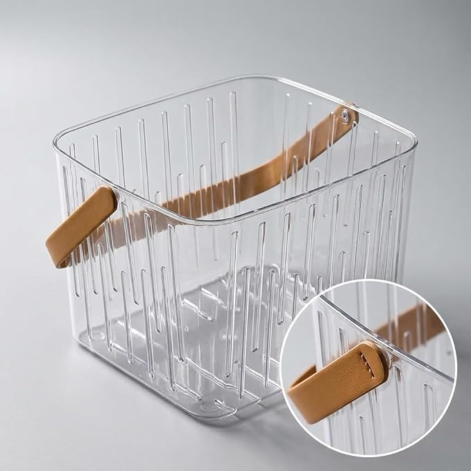 Clear Storage Basket Organizer, Portable Storage Box Bins for Use & Outdoor Camping, Transparent White