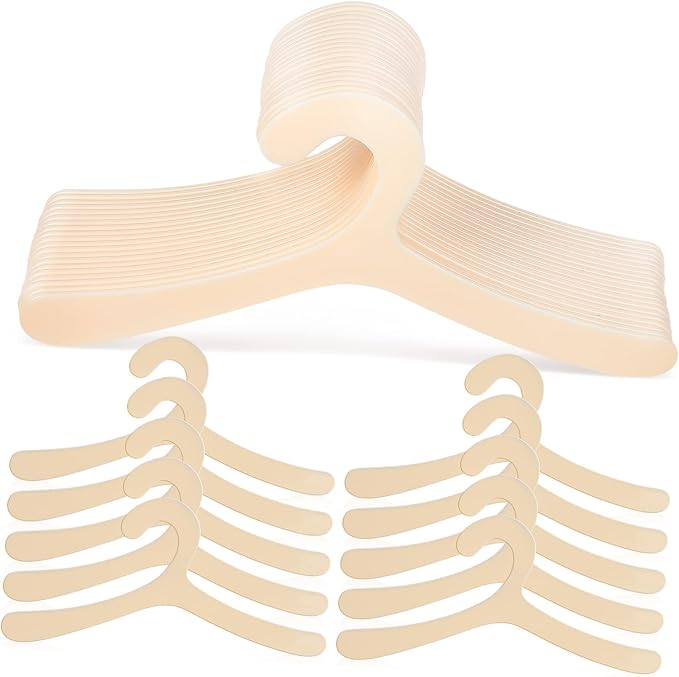 GANAZONO 40 Pack Pet Clothes Hangers for Cat Clothes Drying and Storage | Plastic, Beige Finish, 19cm Size, Reusable Strong Structure, Closet or Shelf Organization