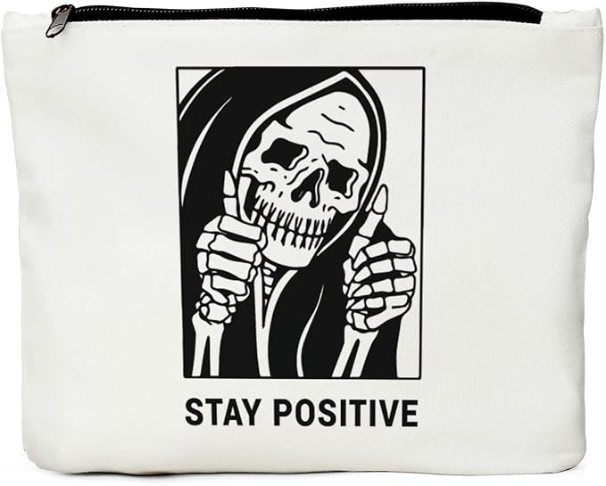 Goth Makeup Bag, Funny Skeleton Cosmetic Bag, Inspirational Gifts for Women | Gothic Skull Travel Toiletry Bags, Goth Accessories, Halloween Witch Gifts for Women Girls Sisters Friends Mom Cosmetic Pouch