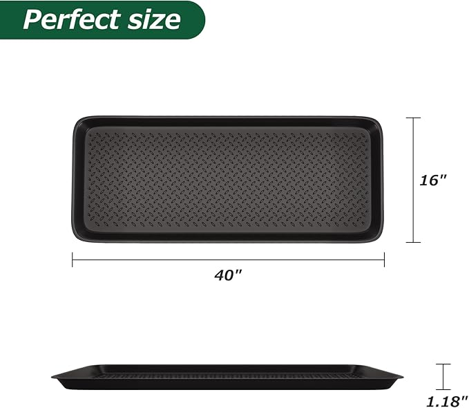 Matace 1 Pack Rubber Large Boot Tray for Entryway,Long Shoe Tray,Slim Boot Mat for Indoor and Outdoor Use, 16x40 in (Pack of 1)