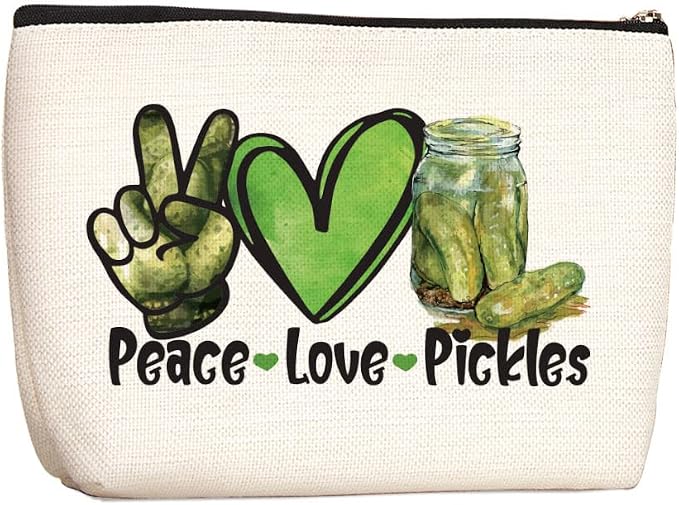 Pickle Lover Gifts Makeup Bag Vegetarian Pickles Gift Pickle Cosmetic Bag | Funny Food Cucumber Lover Gift Vegan Gift Christmas Birthday Gifts for Women Female Friends