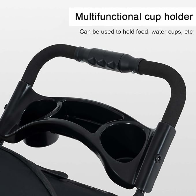 Folding Dog Carrier, 4 Wheels Pet Carrier for Small/Medium Dogs and Cats,with Multifunctional Cup Holder and Storage Basket,Portable Cat Carrier or Dog Crate for Travel Gear,Large Space (Grey)