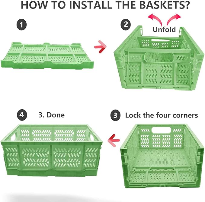4 Pack 20L Large Closet Storage Baskets Bins for Shelves | Foldable Closet Organizers and Storage with Handles Home Organization | Plastic Collapsible Baskets for Organizing Clothes