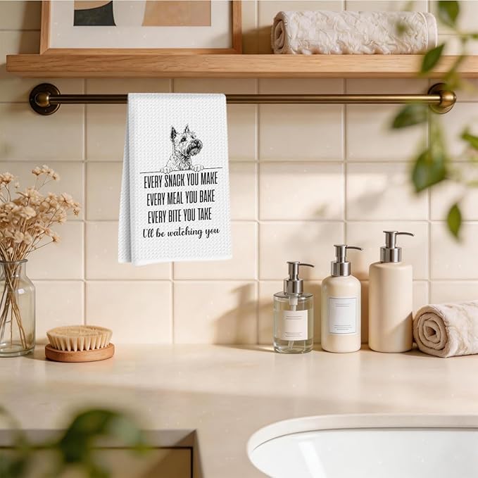 Scottish Terrier Dog Kitchen Towels 24x14 Inch, Scottish Terrier Gifts Dish Towels Dishcloth, Funny Dog Every Meal You Make Waffle Weave Hand Cloth Towel Tea Towel for Bathroom Kitchen, Dog Gifts