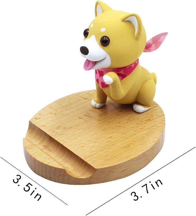 Cute Dog Cell Phone Holder Stand Wooden Smartphone Desk Holder for Mobile Phones Animal Phone Stand Desk Ornament