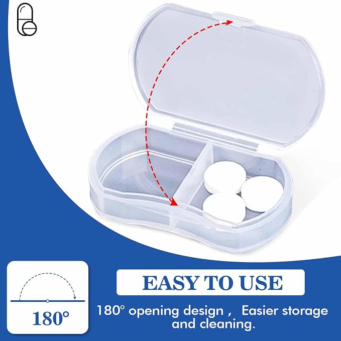 2PCS Pill Case Organizer, Daily AM & PM Containers, Medicine Holder, Ideal for Medication, Vitamin, Supplement, Perfect for Travel, Ideal for Purse (White)