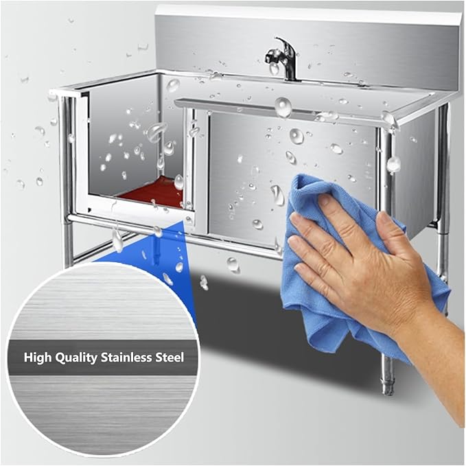 Pet Grooming Tub,Stainless Steel Washing Station for Dogs and Cats,Suitable for Home Use with Various Sizes.Silver-100cm/39.4in