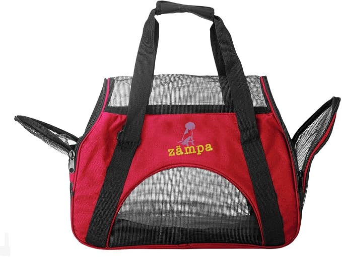 ZAMPA Soft Side Pet Travel Carrier TSA Approved, Under Seat Compatibility, airline approved for Large Cats, Medium Puppys, Small Dogs, 2 Openings, W/Shoulder Strap.