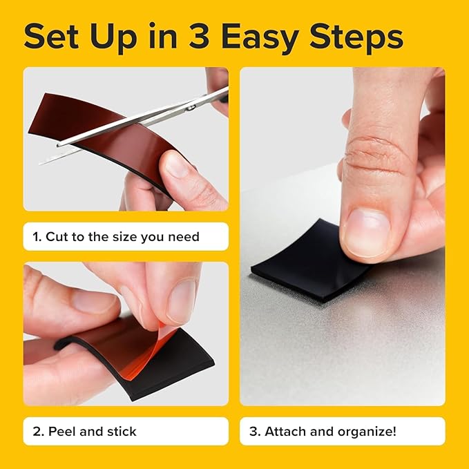 Super Sticky Magnetic Tape for DIY & Crafts, 10ft x 1in (3m x 2.5cm) | Strong Magnet Strip, Adhesive Backing, Easy to Cut & Mount, For Fridges, Whiteboards & More
