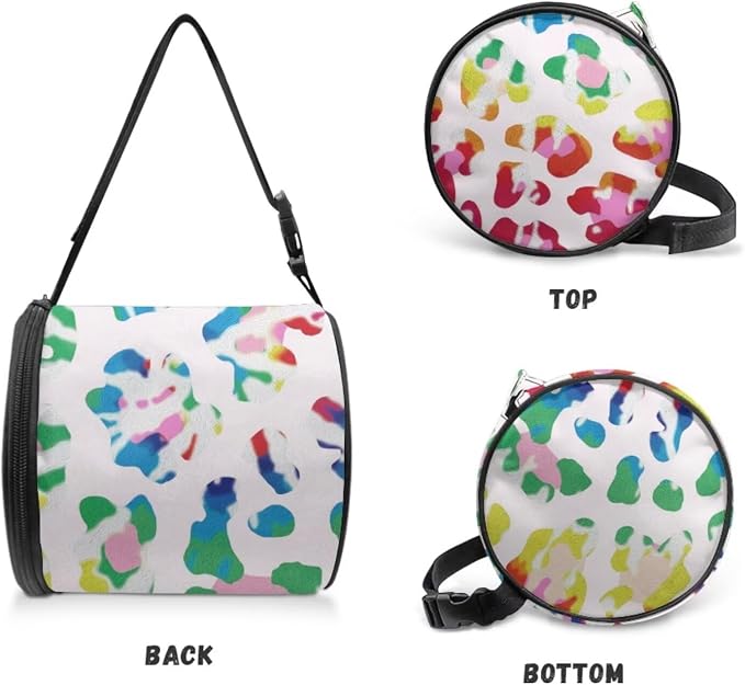 Hanging Paper Tower Holder Wall Mounted Cylinder Toilet Paper Roll Storage Holder with Adjustable Strap Easy to Install 6.3 * 6.3 * 6.3 Inch,Tie Dye Leopard