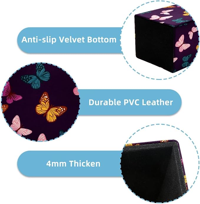 Butterfly Pen Holder for Desk Decor, Rectangular PVC Leather Pencil Cup for Desk Pen Organizer, Makeup Brush Holder for School, Home, Office