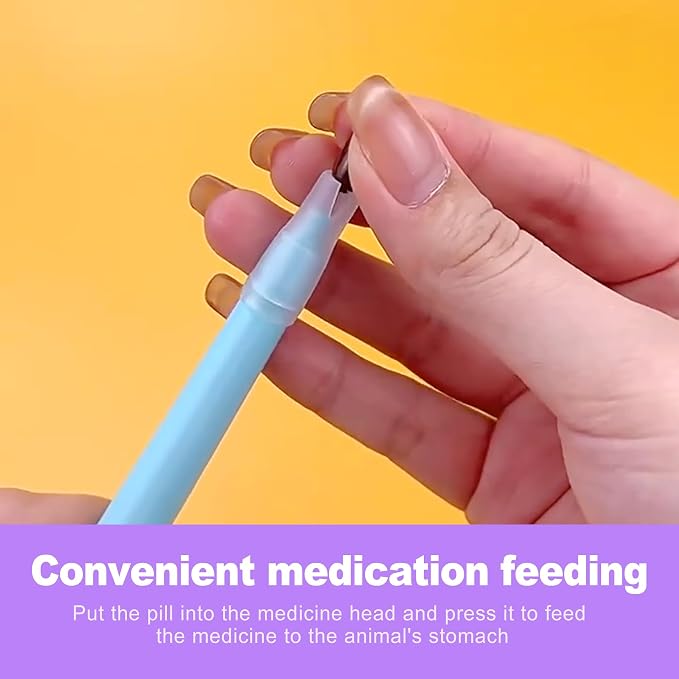 Pet Pill Pusher with 2 Soft Silicone Tips for Dogs & Cats, Oral Medicine Feeder Syringe, Tablet and Capsule Dispenser for Easy Medication Administration for Small Pets