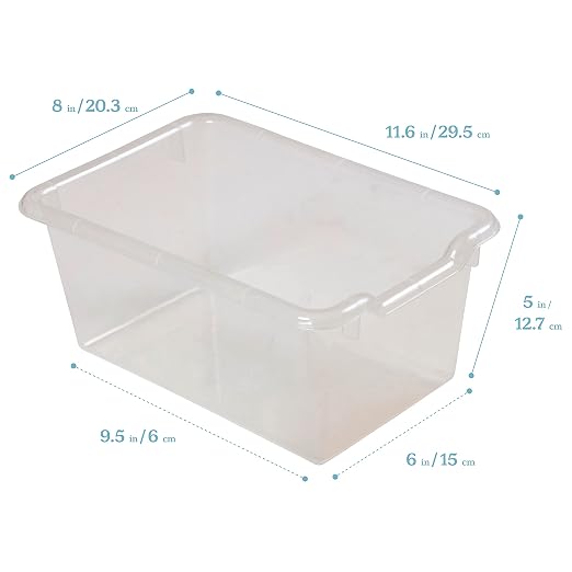 ECR4Kids Scoop Front Storage Bins, Multipurpose Organization, Clear, 10-Piece | Durable plastic, GREENGUARD Gold Certified, 1.2 gallon capacity, lightweight & nestable, built-in handle, classroom/home use