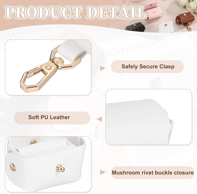 uxcell 2Pcs Dog Ring Bearer, Leather Wedding Pet Ring Pillow Jewelry Holder with Clasp Buckle Closure Portable Storage Organizer Mushroom Rivet Pouch for Wedding Engagement, White