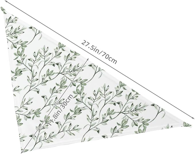 Sage Green Dog Bandana,Adjustable Triangle Bibs Dogs Scarf,Puppy Neckerchief Dog Cat Bib for Spring Summer (White)