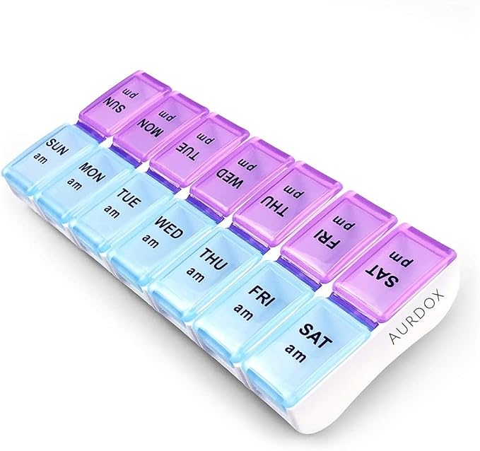 Twice a Day Detachable Weekly Pill Organizer with AM/PM Compartments Large, BPA Free Travel 7 Day Pill Box Case with Moisture-Proof Design