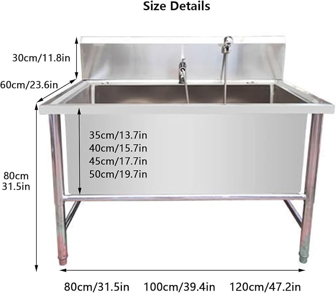 Pet Grooming Tub,Stainless Steel Washing Station for Dogs and Cats,Professional Home Bathing Sink for Large,Medium,and Small Pets.120cm-Deep 40cm