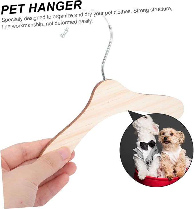 Luxshiny 10pcs Wooden Dog Clothes Hangers Solid Pet Clothing Racks for Organized Storage Lightweight and Design for Hanging Dog Apparel