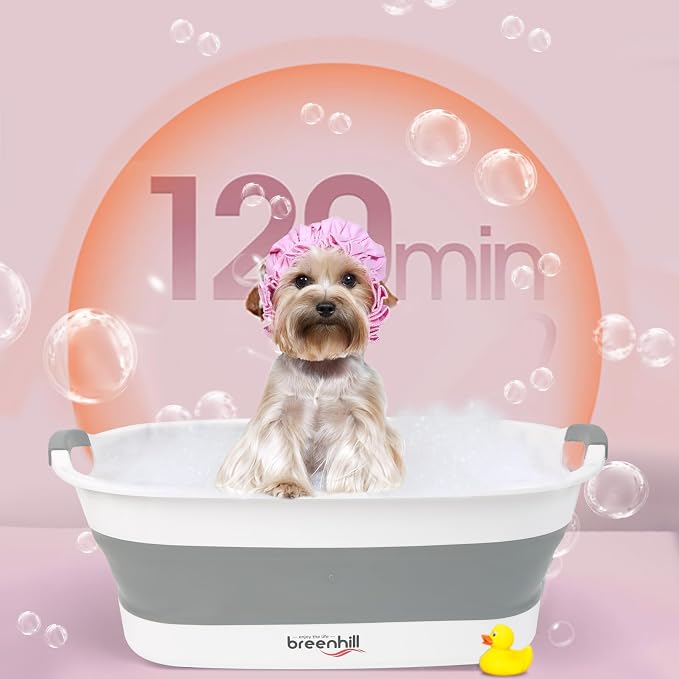 Collapsible Dog Bath Tub, Portable Puppy Bathtub with Drain Plug, Gray | Collapsible and Portable, Easy Water Drainage,For Small Dogs, Puppies and Cats, Indoor and Outdoor Use, Space-Saving Storage