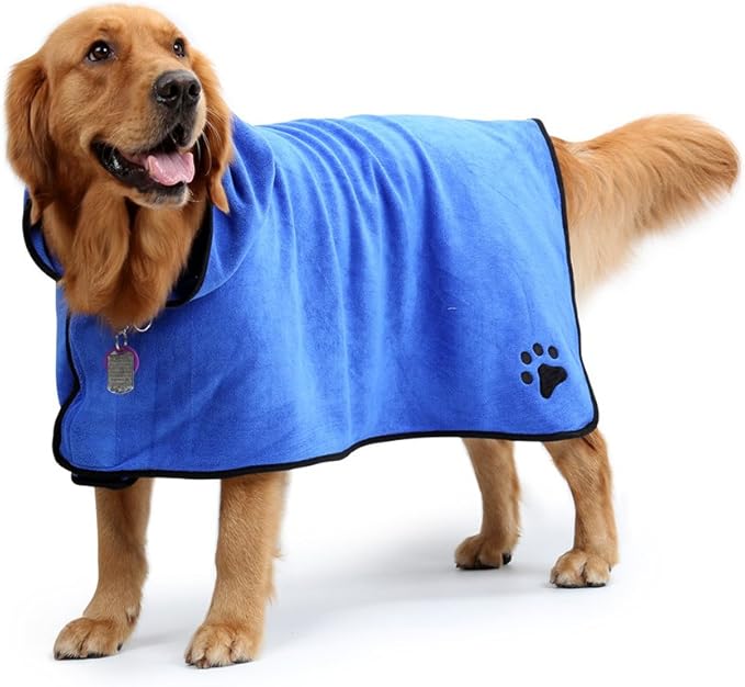NACOCO Dog Bathrobe Towel Microfiber Pet Drying Moisture Absorbing Towels Coat for Dog and Cat (XL, Blue)