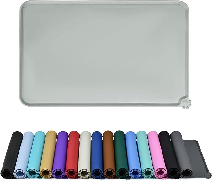 Reopet Waterproof Pet Feeding Mat, Non-Slip Silicone Placemats for Dog Cat Food and Water Bowl, High Raised Edges to Prevent Spills and Protect Floors
