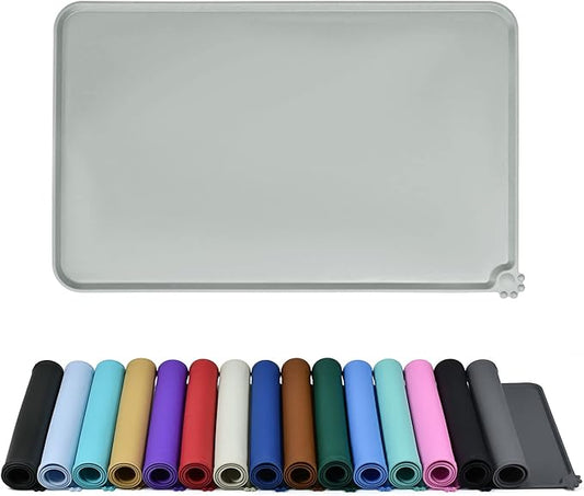 Reopet Waterproof Pet Feeding Mat, Non-Slip Silicone Placemats for Dog Cat Food and Water Bowl, High Raised Edges to Prevent Spills and Protect Floors