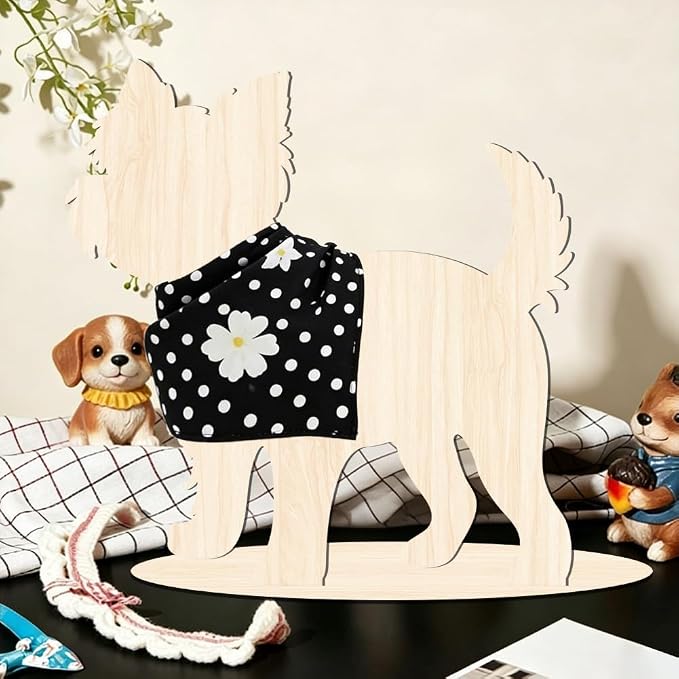 Pet Clothing Display Stand 11.8 x 11.4 x 0.2 Inch Dog Mannequin Display for Clothes Scarf Bandana Wood Dog Silhouette Stand for Pet Store Shops Window Show Photography Prop Home Decoration