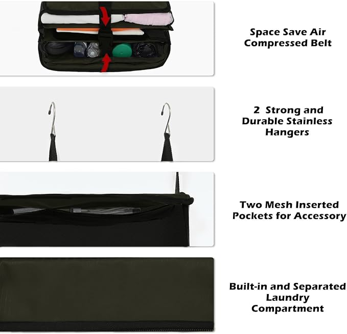 TABITORA Portable Hanging Travel Shelves Bag Packing Cube Organizer Suitcase Storage Large Capacity