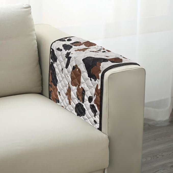 Stretch Couch Arm Covers Breathable Armrest Covers Chairs Arm Cover Easy to Clean, Scratch-Resistant Sofa Arm Protector Cover Home Furniture Decor Cow