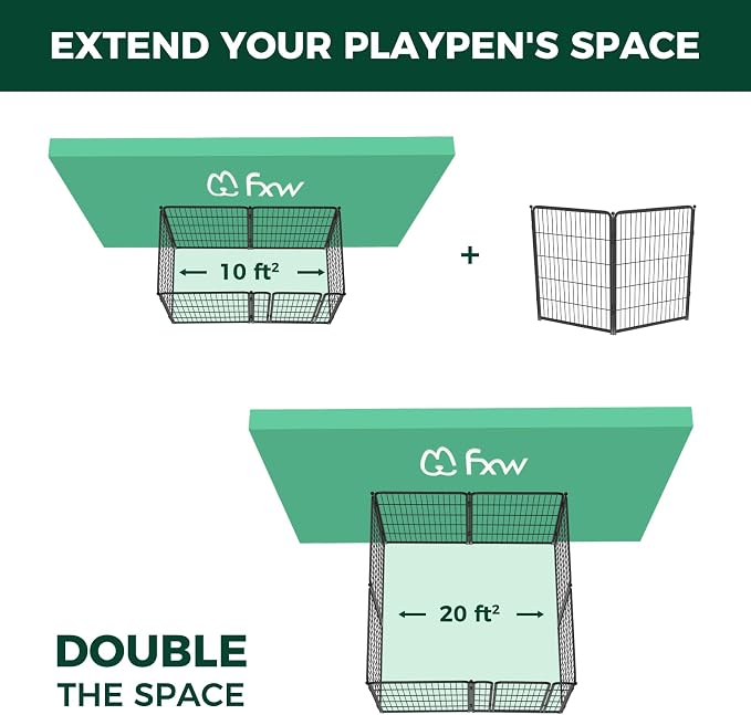 FXW Homeplus Indoor Dog Playpen, 40" H, 2 Panels, for Medium & Large Dogs | Stress-free play, Heavy-duty, Semi-open design, Easy setup, Threshold-free gate, Expandable, Patented