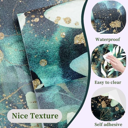 HAOKHOME Self Adhesive Shelf Liner and Drawer Liners Floral Contact Paper | Black Green Peel and Stick Kitchen Cabinets Cupboard Bathroom Dresser Drawers Wire Desk Classroom Removable 17.3in x 6.5ft