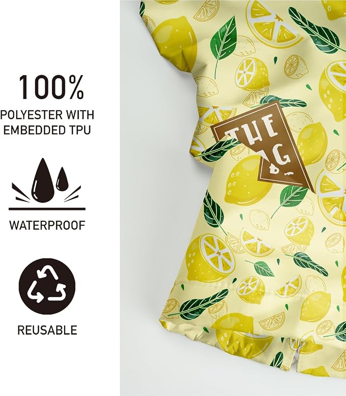 Plastic Bag Holder,Reusable And Washable Country Style Grocery Bag organizer,For Home Kitchen Travelling Camping Decor, use 1 Pack,Yellow lemon Pattern