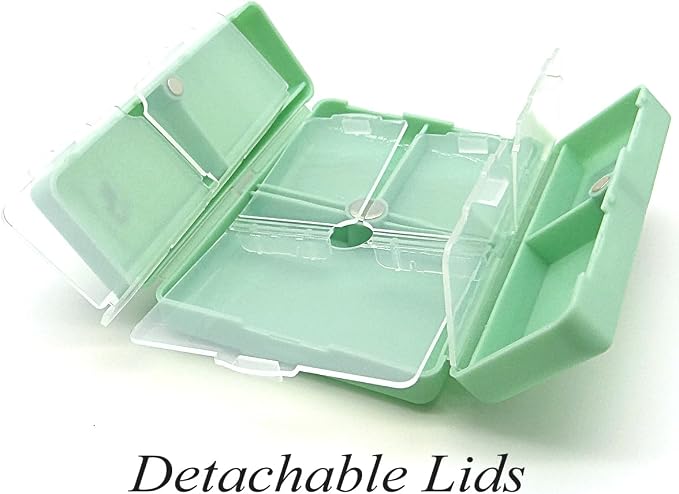 Small Magnetic Pill Case, 7-Day Weekly Travel Pill Box Container | 7 Compartments Medicine Organizer Dispenser, Daily Medication Holder Planner for Vitamin, Meds, Fish Oils, Supplement, Green