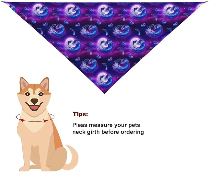 Washable Portable Pet Scarf Dolphin Printed for Small to Large Dogs Travel, Wedding Party, Daily Wear, Ultra Soft Fashion Scarves