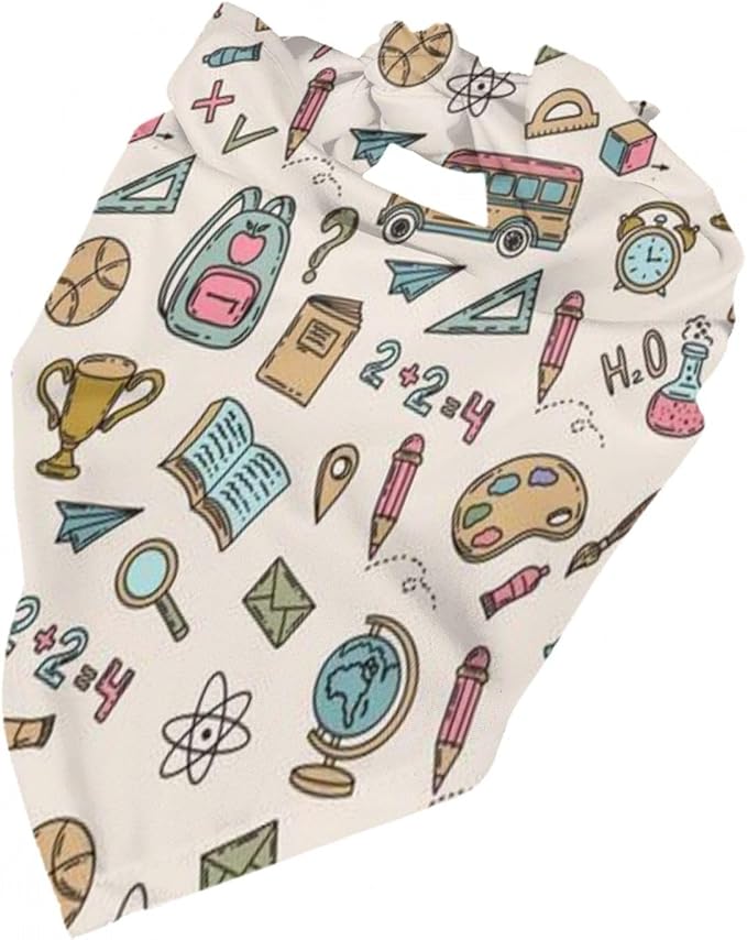 Teacher's Pet Dog Bandana,Funny Bandana Gift,Photo Prop Accessories for Dog Lovers Owner Gift,Triangle Reversible Fall Scarf, Adjustable (Khaki)