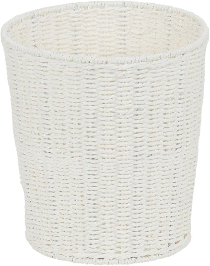 Household Essentials White Paper Rope Waste Basket Trash Bin for Bathroom, Bedroom, Office ML-7192