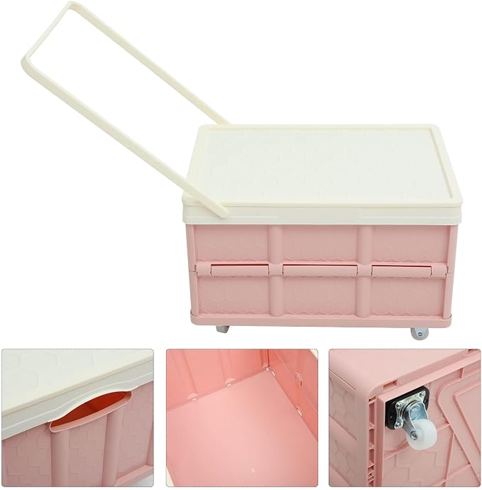 30L Collapsible Storage Bins with Lids: Storage Tote With Wheels Folding Plastic Stackable Utility Crates Plastic Tote Storage Box Container Stackable Folding Utility Crates for Clothes,Books