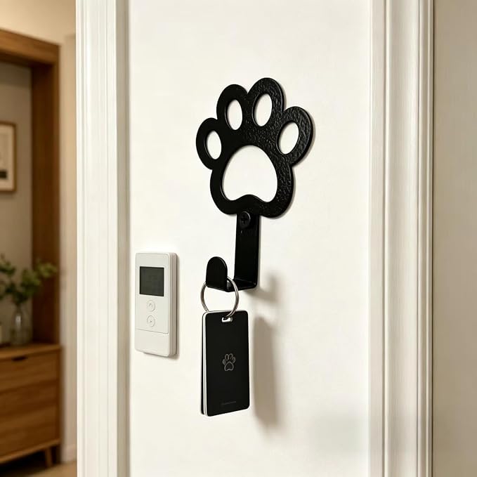 6PCS Dog Paw & Wall Hooks Set – Heavy-Duty Pet Leash Hanger Organizer Set for Entryway, Hallway, Kitchen – Metal Hooks for Collars, Leashes & Small Items
